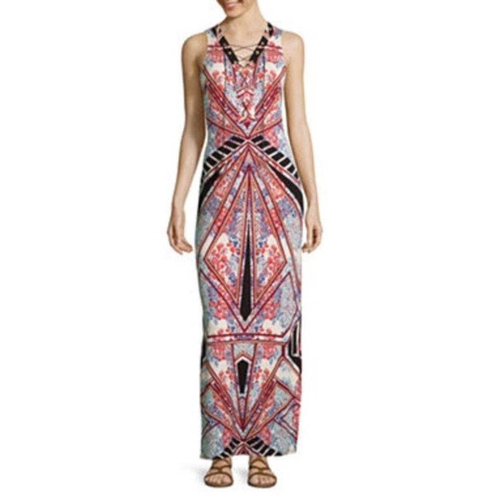 Women’s A.N.A Maxi Dress Lace Up Neckline Large